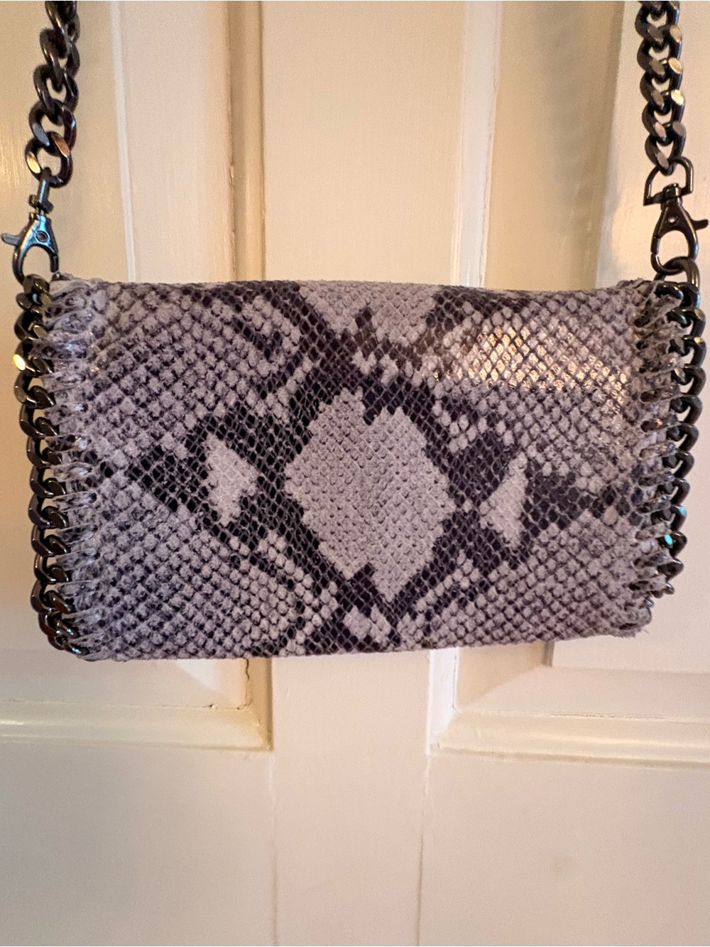 Borse in Pelle python-embossed leather crossbody flap bag Made in Italy